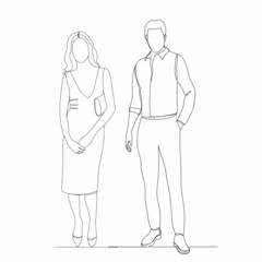 man and woman drawing one continuous line vector