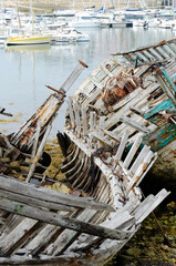 rusting ship wreck on Brittany coast