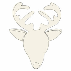 deer portrait single continuous line drawing vector
