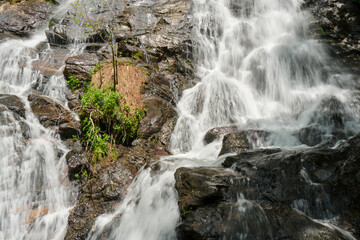 Amicalola Falls waterfall shot at slow shutter speed in Spring