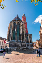 The limestone gothic tower of the Sint Janskerk in Maastricht