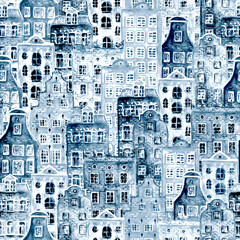 Merry christmas and New Year concept background with snowy winter city