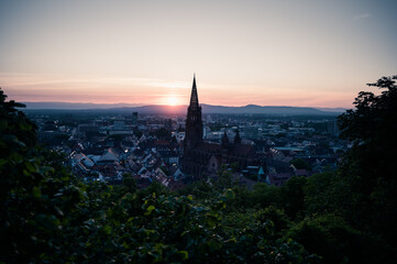 Freiburg im Breisgau Deutschland Münster Kirche Sonnenuntergang