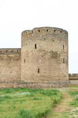 An ancient fortress on the shore of the bay. Majestic stone walls, beautiful arched vaults, loophole windows. Ukraine. Belgorod - Dnestrovsky.