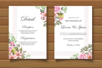 Elegant Hand Drawing Floral Wedding Invitation Card