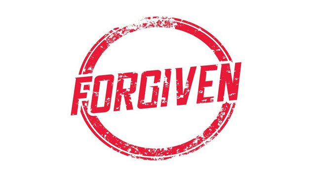 Forgiven Stamped Word Red Circle Forgiveness Grace Animation