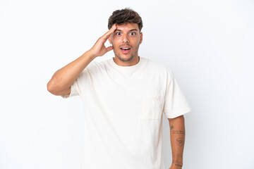 Young caucasian handsome man isolated on white background has realized something and intending the solution