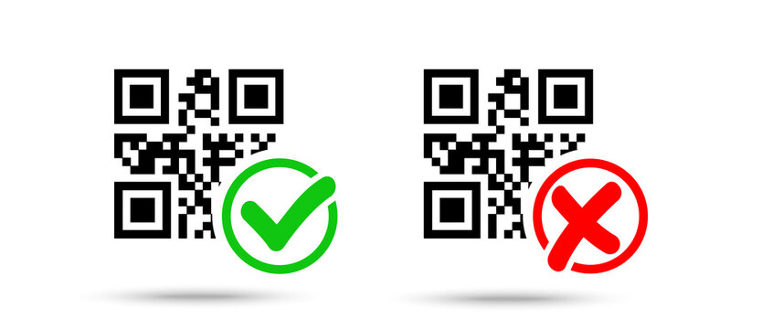 Qr code control icon check mark and cross