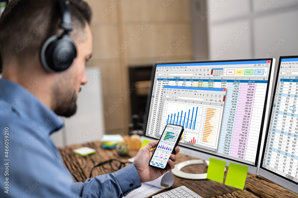 Poster Computer Spreadsheet Data Analyst Man