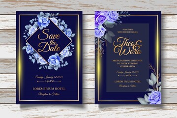 Elegant Hand Drawing Floral Wedding Invitation Card