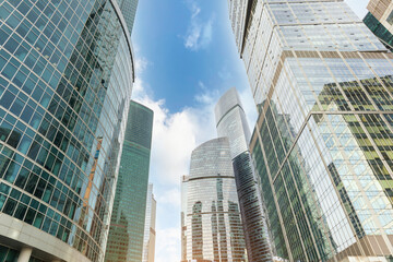 Obraz premium business center district Moscow city skyscrapers .offices of corporations