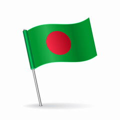 Bangladeshi flag map pointer layout. Vector illustration.