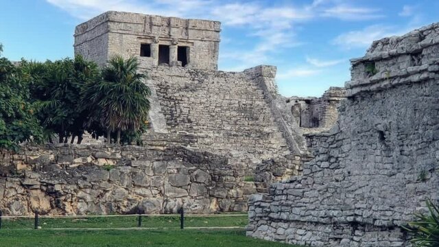 Tulum, great maya ruins in the yucatan peninsula, Mexico. 4k video time lapse.