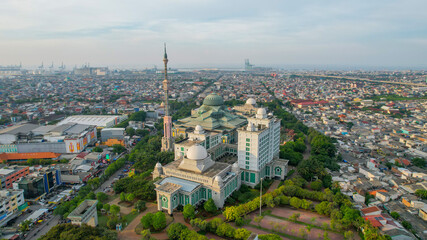 Aerial view of jakarta islamic center mosque. Jakarta, Indonesia