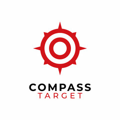 Travel Compass and Target Board Logo Design Vector