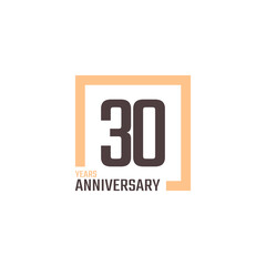 30 Year Anniversary Celebration Vector with Square Shape. Happy Anniversary Greeting Celebrates Template Design Illustration