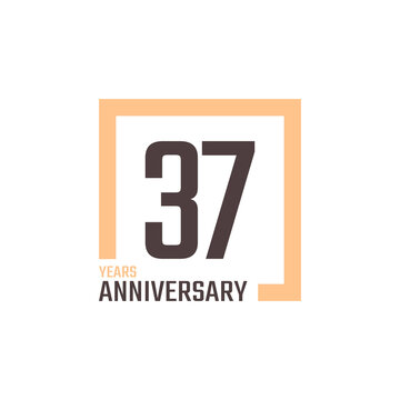 37 Year Anniversary Celebration Vector with Square Shape. Happy Anniversary Greeting Celebrates Template Design Illustration
