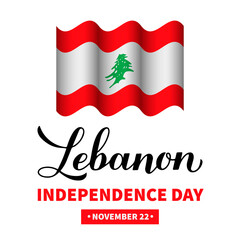 Lebanon Independence Day typography poster. Lebanese Holiday celebrate on November 22. Vector template for banner, flyer, greeting card, etc