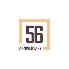 56 Year Anniversary Celebration Vector with Square Shape. Happy Anniversary Greeting Celebrates Template Design Illustration