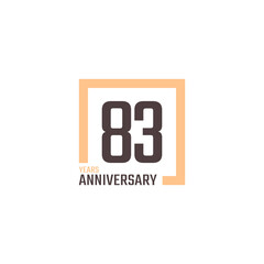 83 Year Anniversary Celebration Vector with Square Shape. Happy Anniversary Greeting Celebrates Template Design Illustration