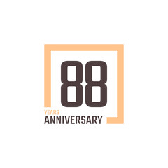 88 Year Anniversary Celebration Vector with Square Shape. Happy Anniversary Greeting Celebrates Template Design Illustration