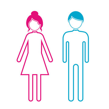 Set toilet signs men and women line icon png vector