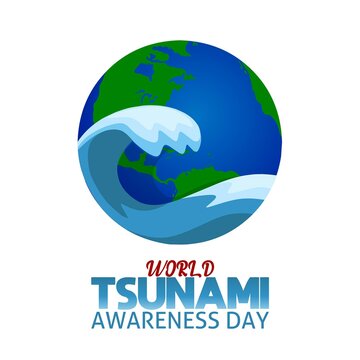 World tsunami awareness day theme. Vector illustration. Illustration globe and tsunami. Suitable for Poster, Banners, campaign and greeting card. 