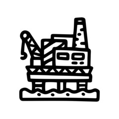 oil rig line vector doodle simple icon