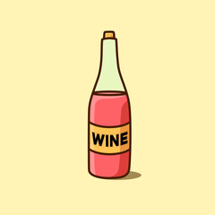 wine bottle illustration cartoon vector editable for icon or decoration