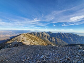Mount Baldy, California/ United States - 10/20/2021: Devil's Backbone hike to mount baldy