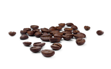 Fresh roasted coffee beans on white background