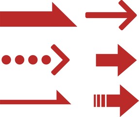 赤いシンプルな矢印のアイコンイラストセット