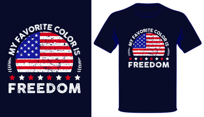 My favorite color is freedom usa vantage grunge flag patriotic tshirt design