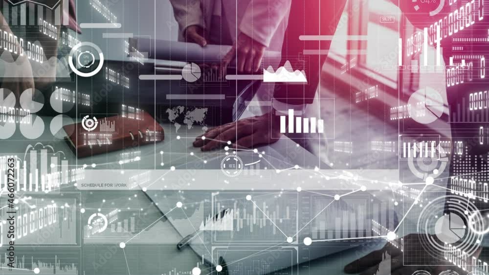 Poster conceptual business dashboard for financial data analysis . 3d render computer graphic .