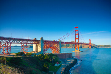 San Francisco Golden Gate Bridge Blue Sky
