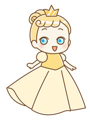 かわいいお姫様　グラデ無し　左向き　イエロー