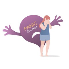 Panic attack disorder Symptoms,feel fear and anxiety physical,response to stressful or dangerous situations,Frustrated with nervous problem and confusion,chaos consciousness,Vector illustration.