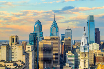 Philadelphia downtowncity  skyline, cityscape in Pennsylvania