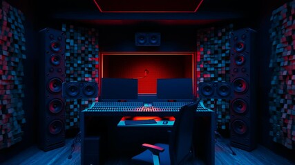 Audio console in a music recording studio. Professional sound mixer. Production.
