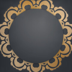 Brochure template in black color with luxurious gold pattern is ready for printing.