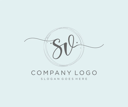 Initial SV feminine logo. Usable for Nature, Salon, Spa, Cosmetic and Beauty Logos. Flat Vector Logo Design Template Element.
