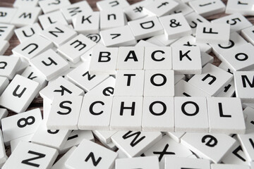 Back to School spelled with collection of letter tiles