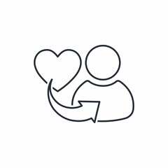 Obraz premium Give your heart. Show preference. Favorite. Vector linear icon isolated on white background.