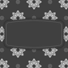 Black card with mandala white ornament for your brand.