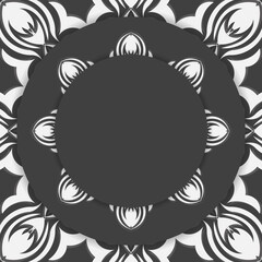 Black card with mandala white pattern for your brand.