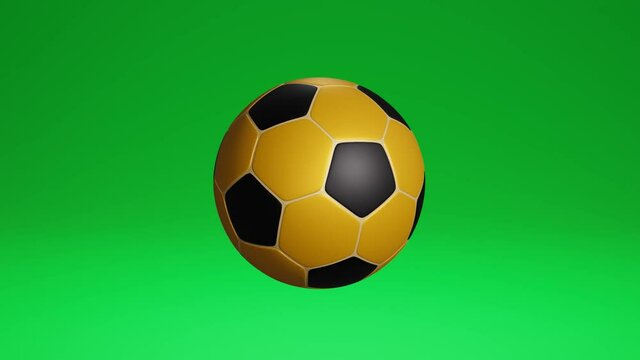 3D animation gold soccer ball rotating on an isolated green screen background for your advertising or social media posts