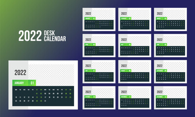 Naklejka na ściany i meble Desk Calendar 2022 Template