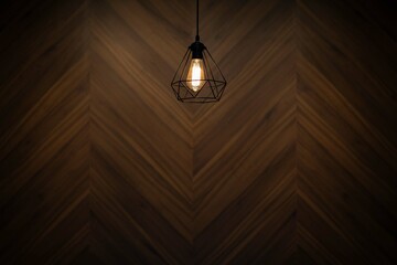 Several light bulbs were installed in a cafe with a lovely wooden backdrop.