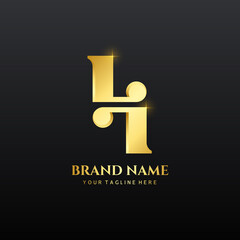 Obraz premium Letter LI or IL luxury ambigram logo. Incorporate the letter L and the letter I. Shiny gold logo. Can be used for various industries.