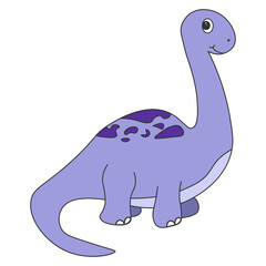 Purple Dinosaur brachiosaurus cartoon isolated cute illustration